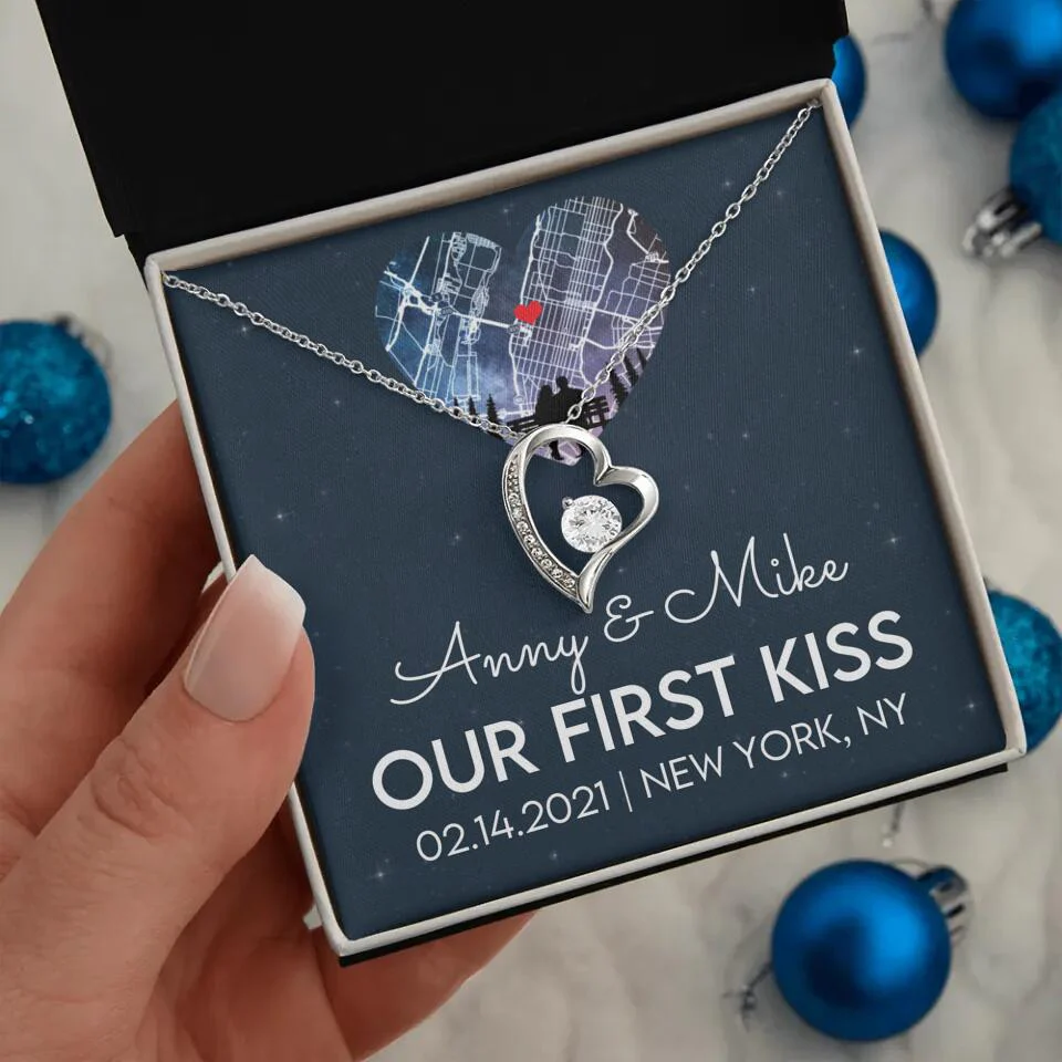 Our First Kiss - Personalized Couple Necklace - Custom Names, Date & Location - Image 37