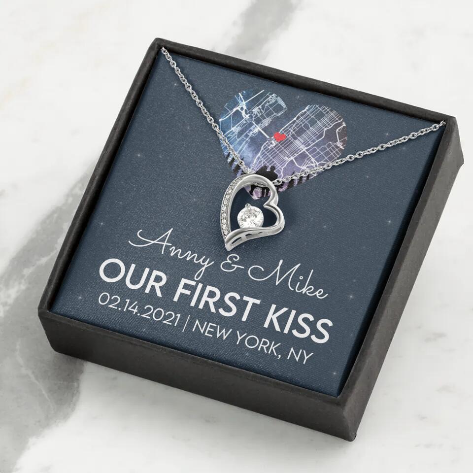 Our First Kiss - Personalized Couple Necklace - Custom Names, Date & Location - Image 39