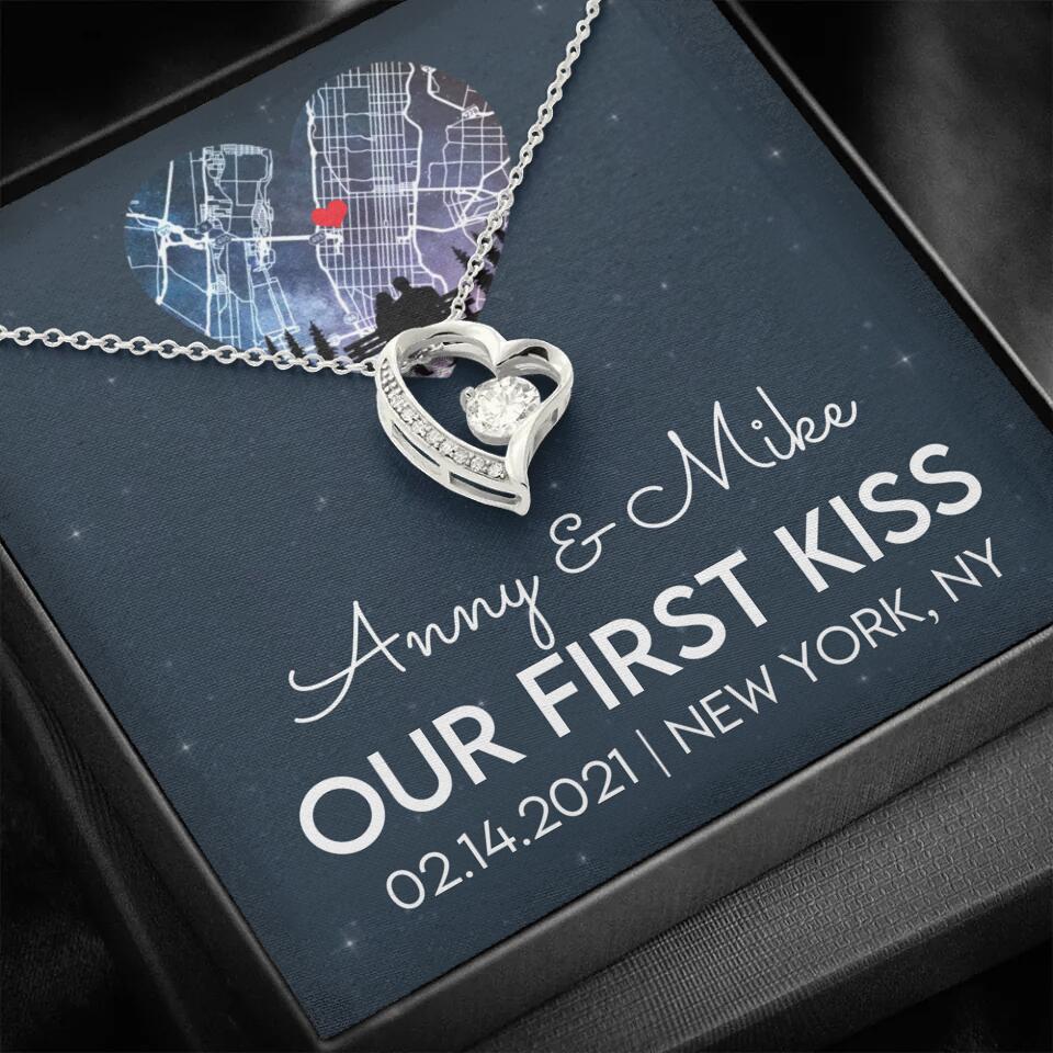 Our First Kiss - Personalized Couple Necklace - Custom Names, Date & Location - Image 42