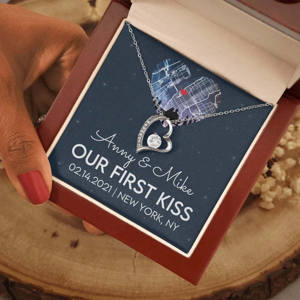 Our First Kiss - Personalized Couple Necklace - Custom Names, Date & Location - Image 43