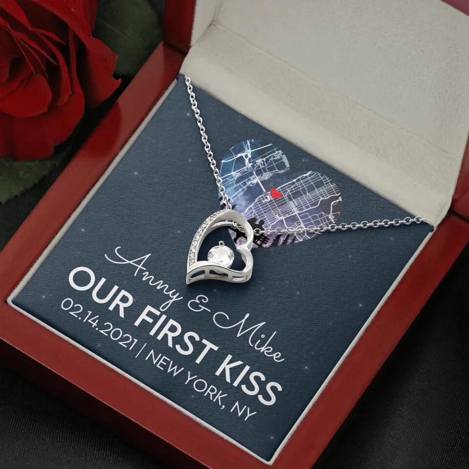 Our First Kiss - Personalized Couple Necklace - Custom Names, Date & Location - Image 51