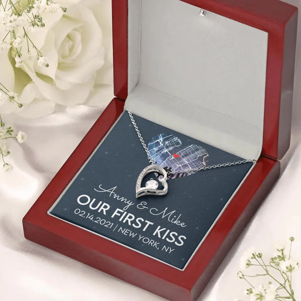 Our First Kiss - Personalized Couple Necklace - Custom Names, Date & Location - Image 52