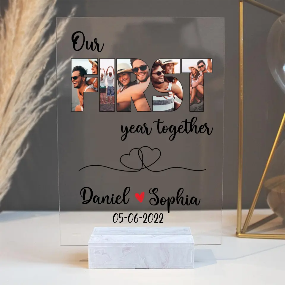 Our First Month/Year Together - Personalized Acrylic Plaque - Image 3