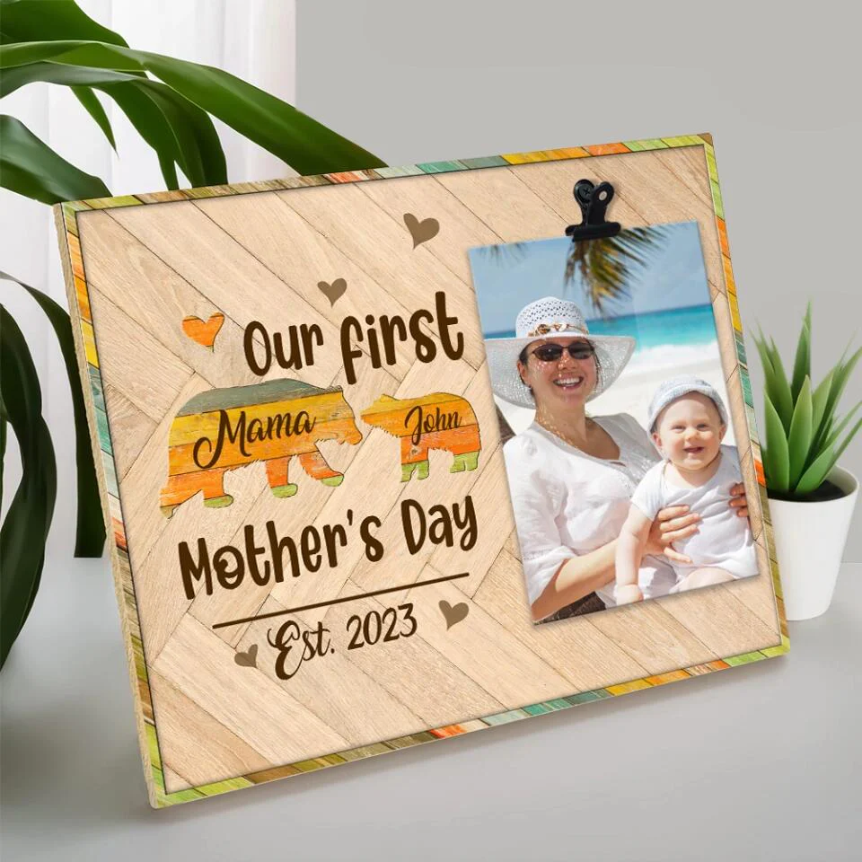 Our First Mother's Day - Elephant Mom & Daughter Son - Personalized Name - Photo Clip Frame - Picture Holder - Mother's Day Gift - Gift for Mommy Mama Mamaw - 303ICNLNPT305 - Image 5