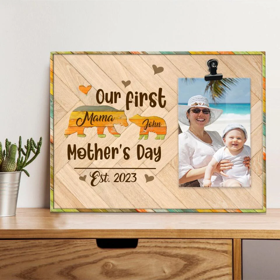 Our First Mother's Day - Elephant Mom & Daughter Son - Personalized Name - Photo Clip Frame - Picture Holder - Mother's Day Gift - Gift for Mommy Mama Mamaw - 303ICNLNPT305 - Image 6