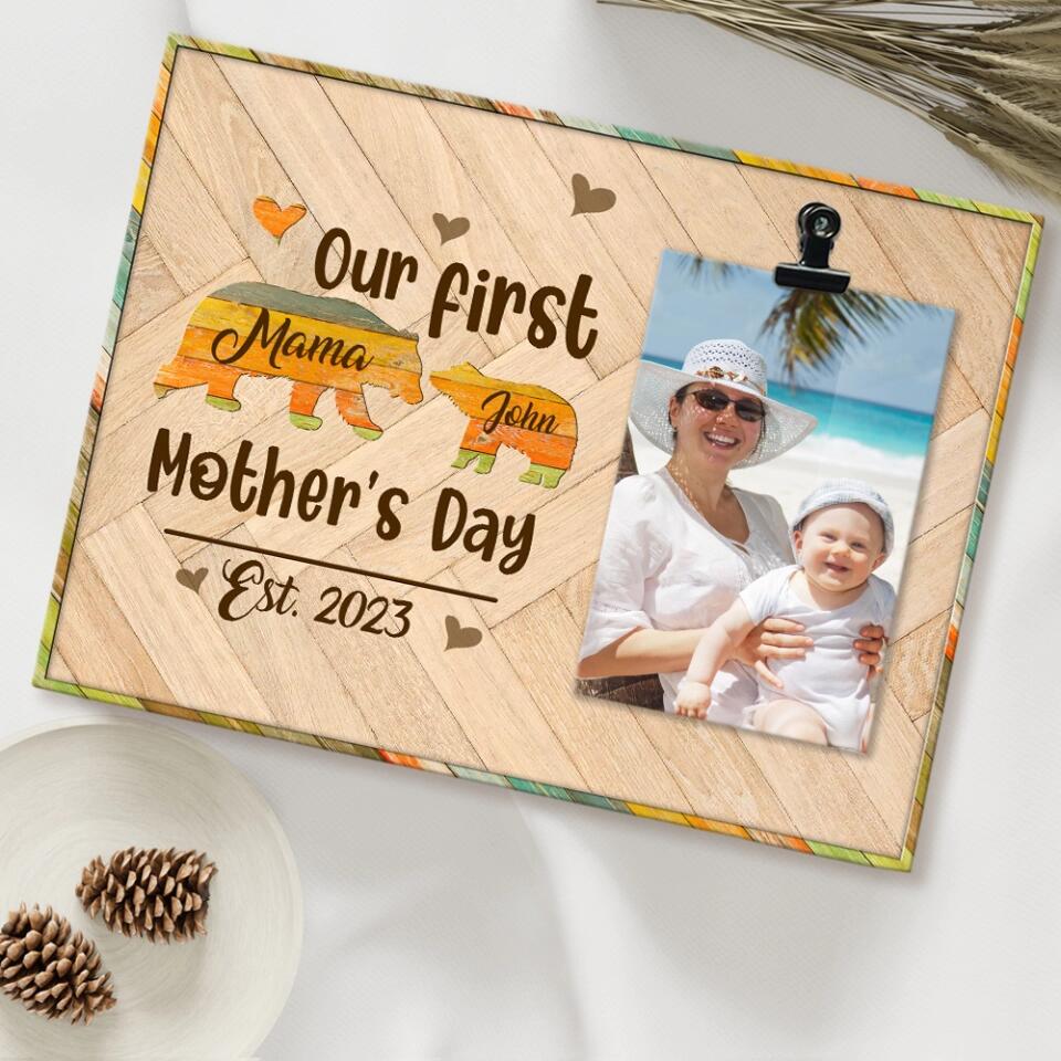 Our First Mother's Day - Elephant Mom & Daughter Son - Personalized Name - Photo Clip Frame - Picture Holder - Mother's Day Gift - Gift for Mommy Mama Mamaw - 303ICNLNPT305 - Image 7