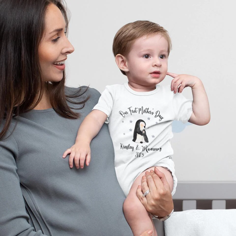 Our First Mother's Day - Personalized Baby Onesie - Cute Animal Pattern - Image 7