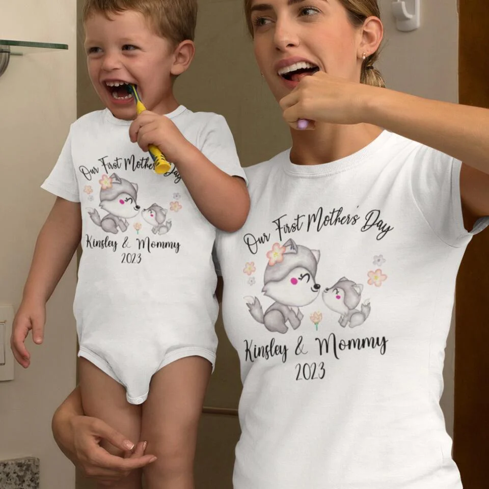 Our First Mother's Day - Personalized Baby Onesie - Cute Animal Pattern - Image 8