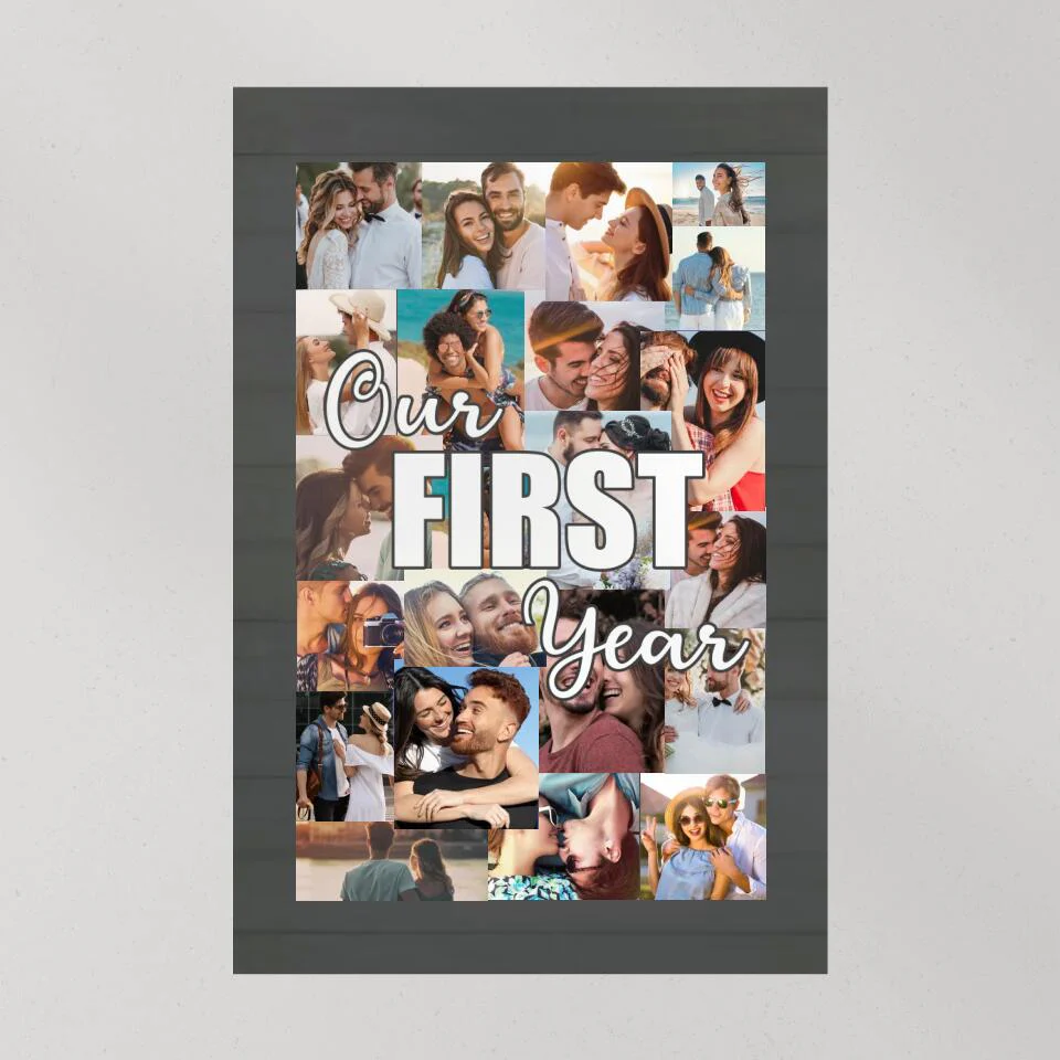 Our First Year Photo Collage Custom Canvas Poster 1 Year Anniversary Gift For Couples - Image 7