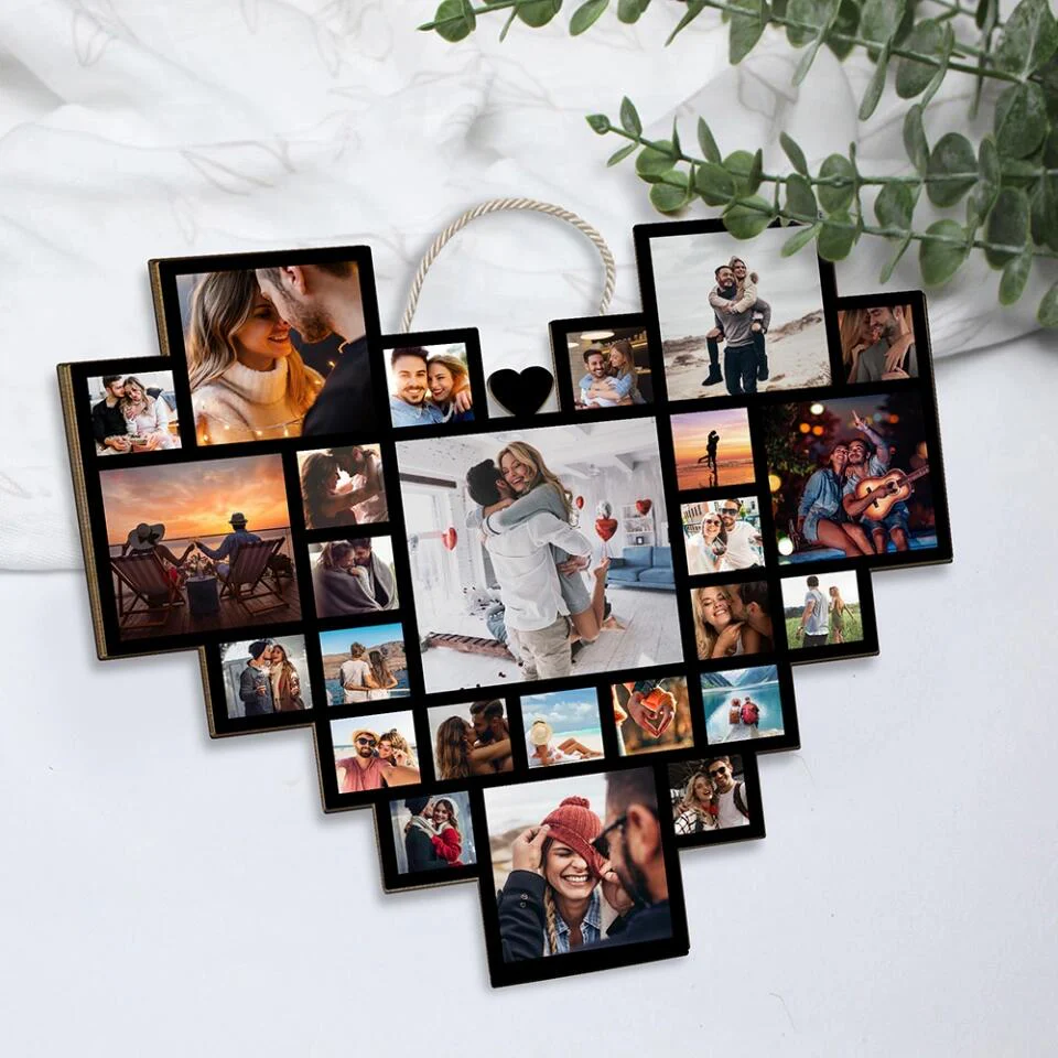 Couple Wooden Sign Personalized Valentine Gifts - Our Love Story - Personalized Wooden Sign - Heart Shaped With Upload Photo - Image 3