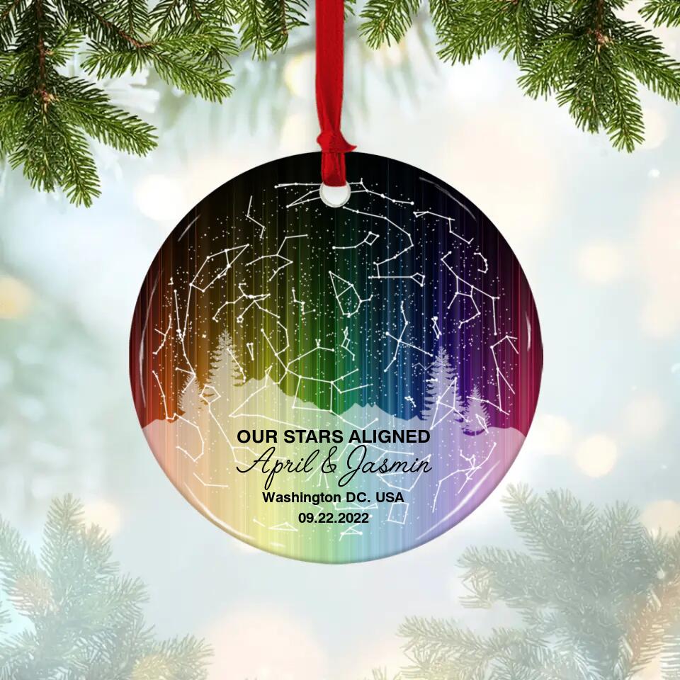 Our Stars Aligned - Personalized Ceramic Ornament - Gift For Couple On Christmas - Image 3