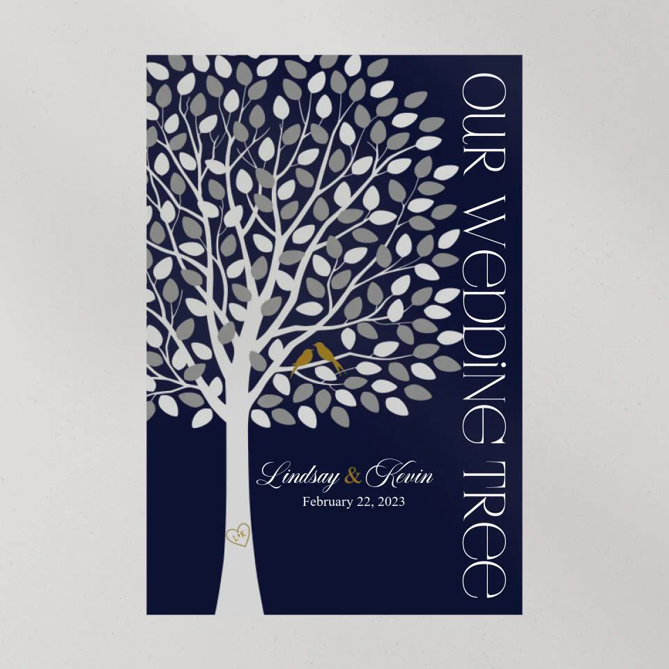 Our Wedding Tree Wedding Guest Book - Custom Canvas Poster - Newlywed Gift For Couples - Image 10