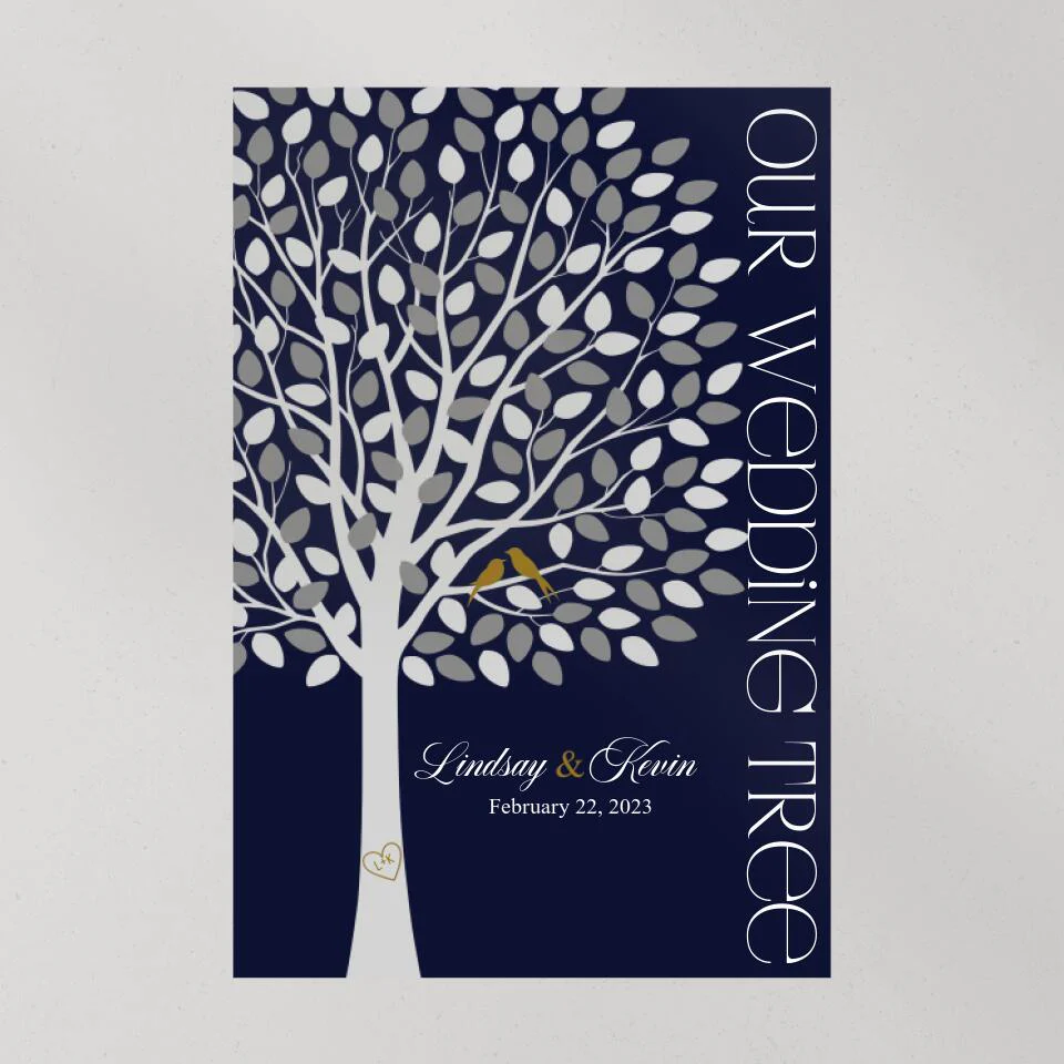 Our Wedding Tree Wedding Guest Book - Custom Canvas Poster - Newlywed Gift For Couples - Image 11