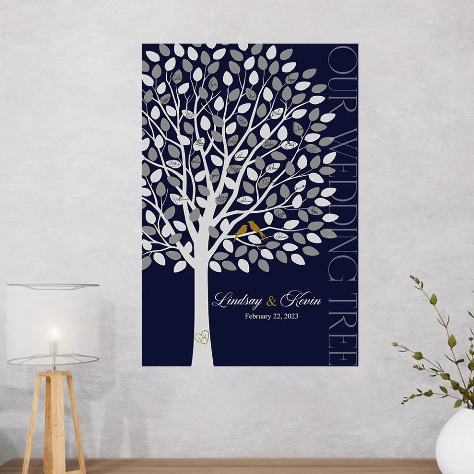 Our Wedding Tree Wedding Guest Book - Custom Canvas Poster - Newlywed Gift For Couples - Image 12