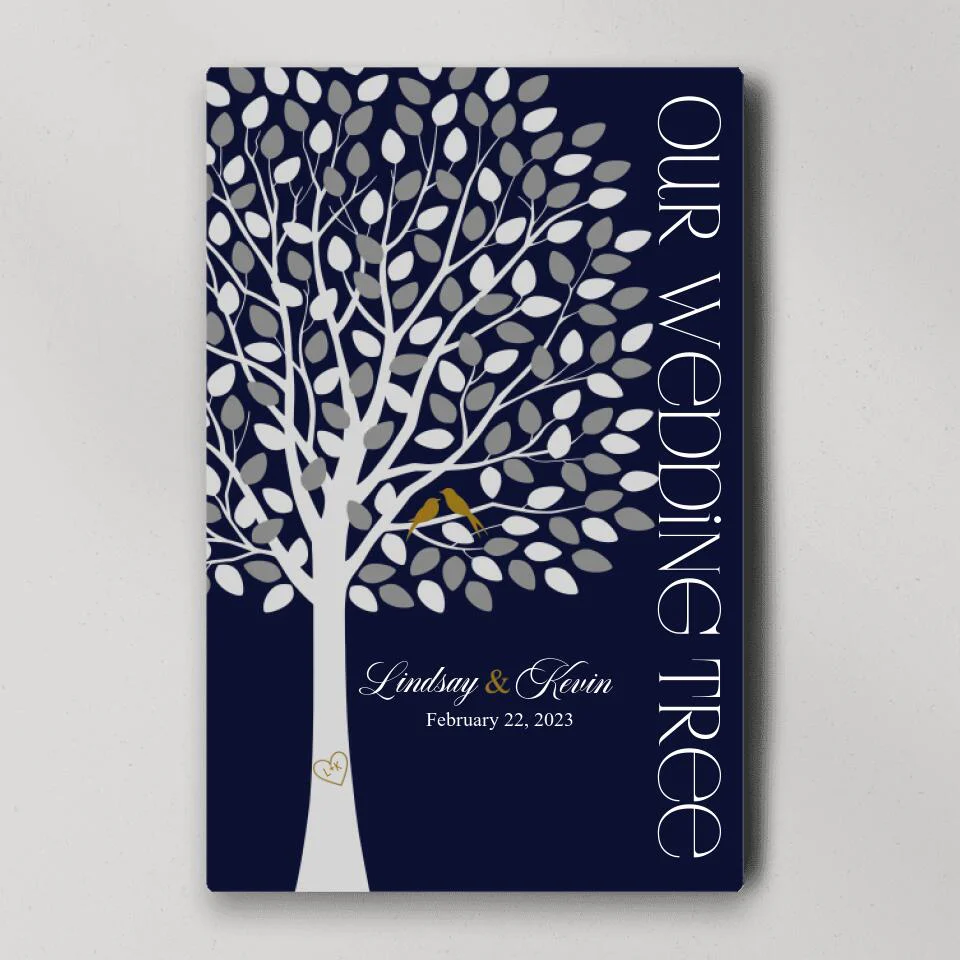 Our Wedding Tree Wedding Guest Book - Custom Canvas Poster - Newlywed Gift For Couples - Image 3
