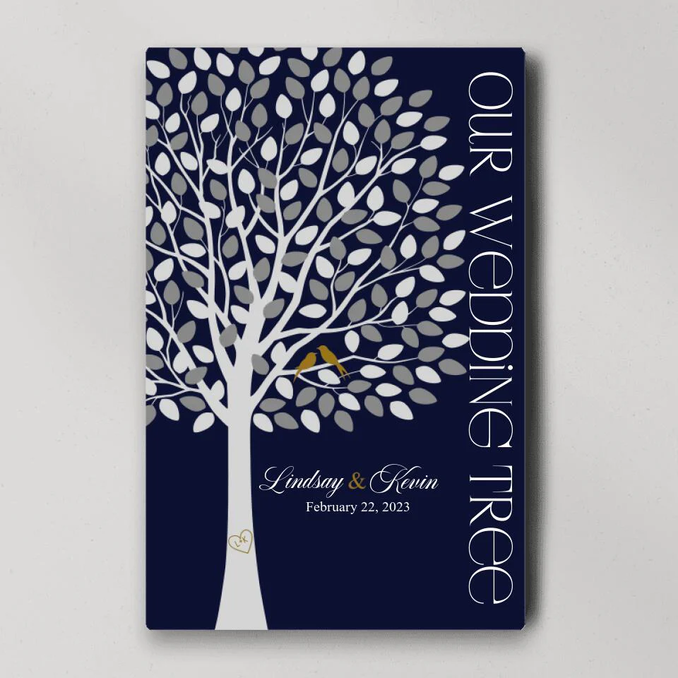 Our Wedding Tree Wedding Guest Book - Custom Canvas Poster - Newlywed Gift For Couples - Image 4