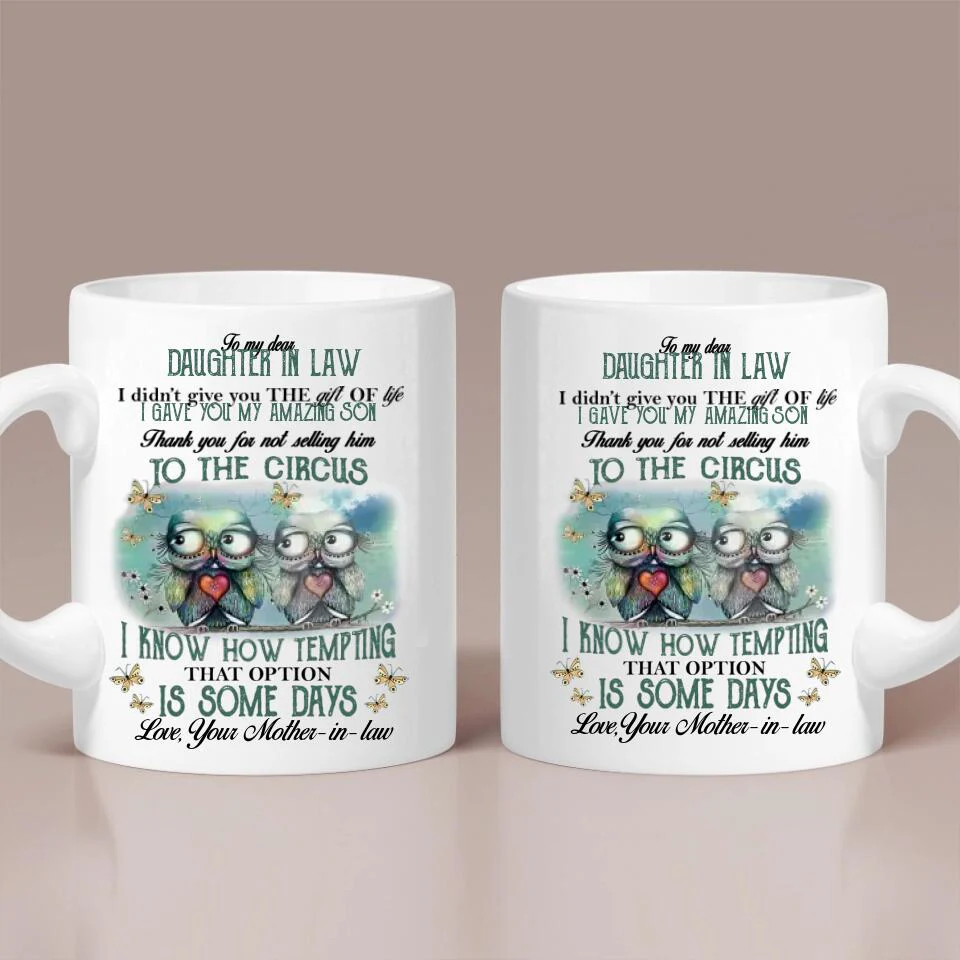 Owls To My Dear Daughter-in-law from Mother-in-law - Personalized White Mug - Image 2