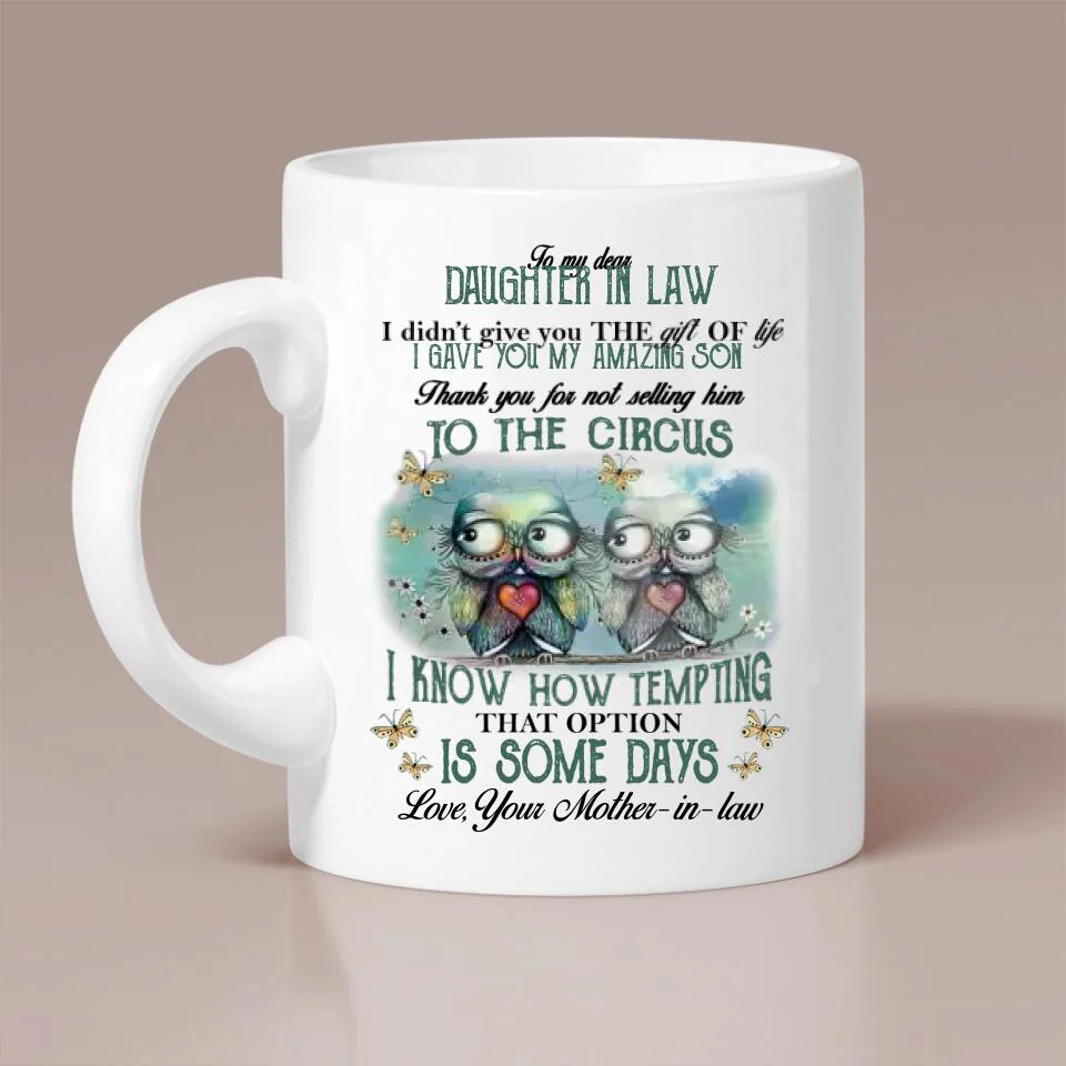 Owls To My Dear Daughter-in-law from Mother-in-law - Personalized White Mug - Image 3