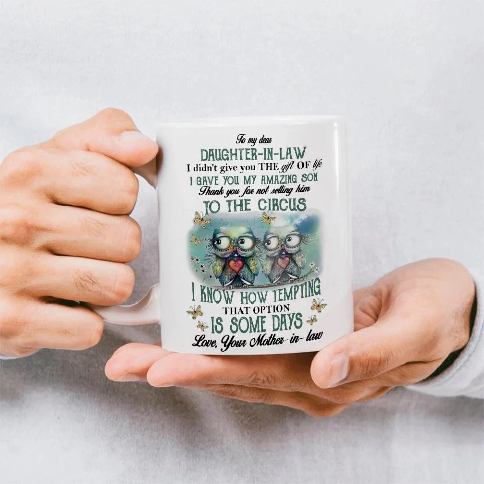 Owls To My Dear Daughter-in-law from Mother-in-law - Personalized White Mug - Image 4