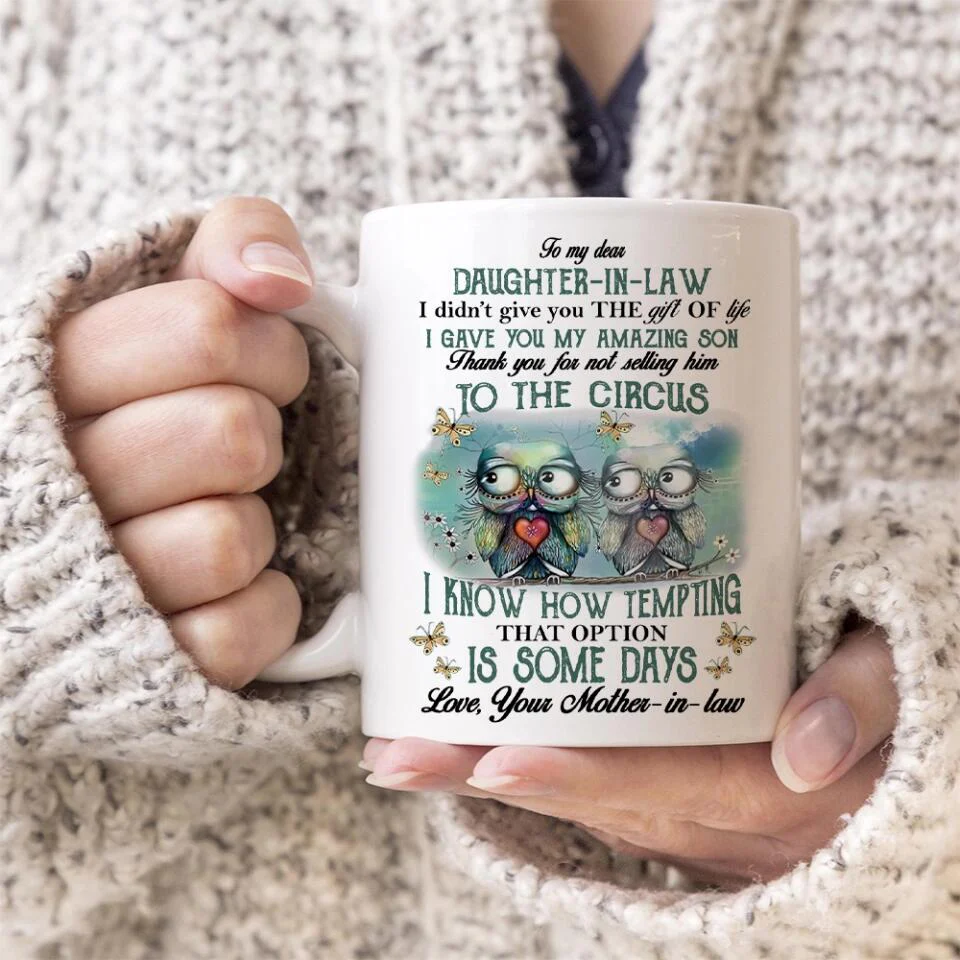 Owls To My Dear Daughter-in-law from Mother-in-law - Personalized White Mug - Image 5