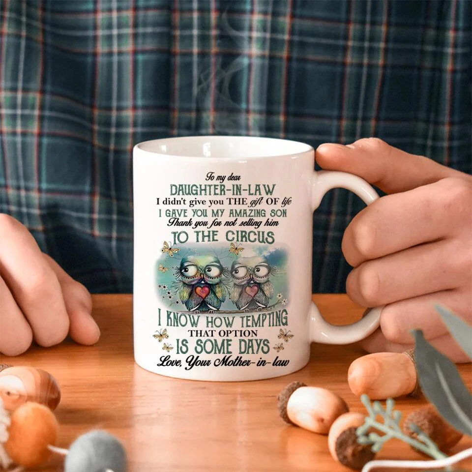 Owls To My Dear Daughter-in-law from Mother-in-law - Personalized White Mug - Image 6