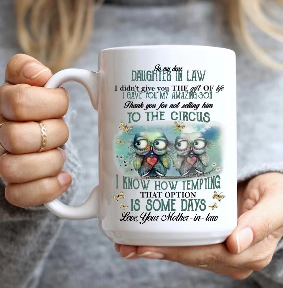 Owls To My Dear Daughter-in-law from Mother-in-law - Personalized White Mug - Image 7