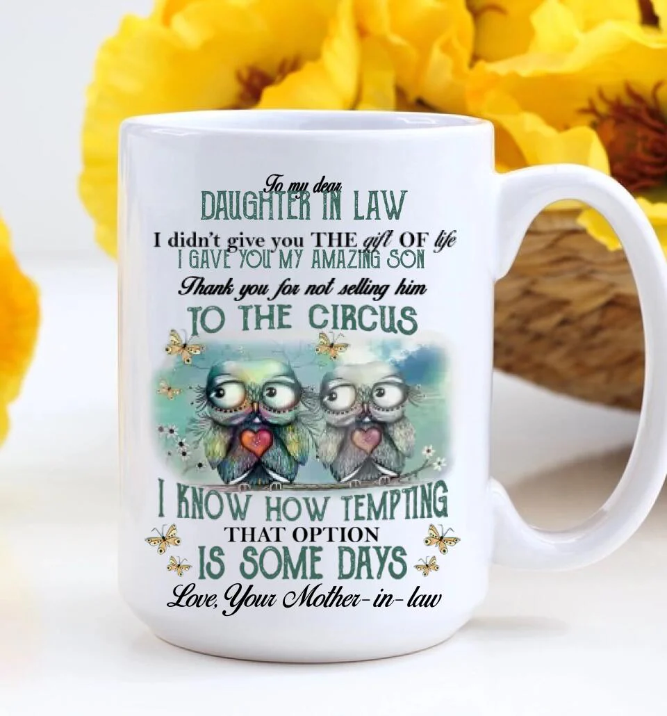 Owls To My Dear Daughter-in-law from Mother-in-law - Personalized White Mug - Image 8