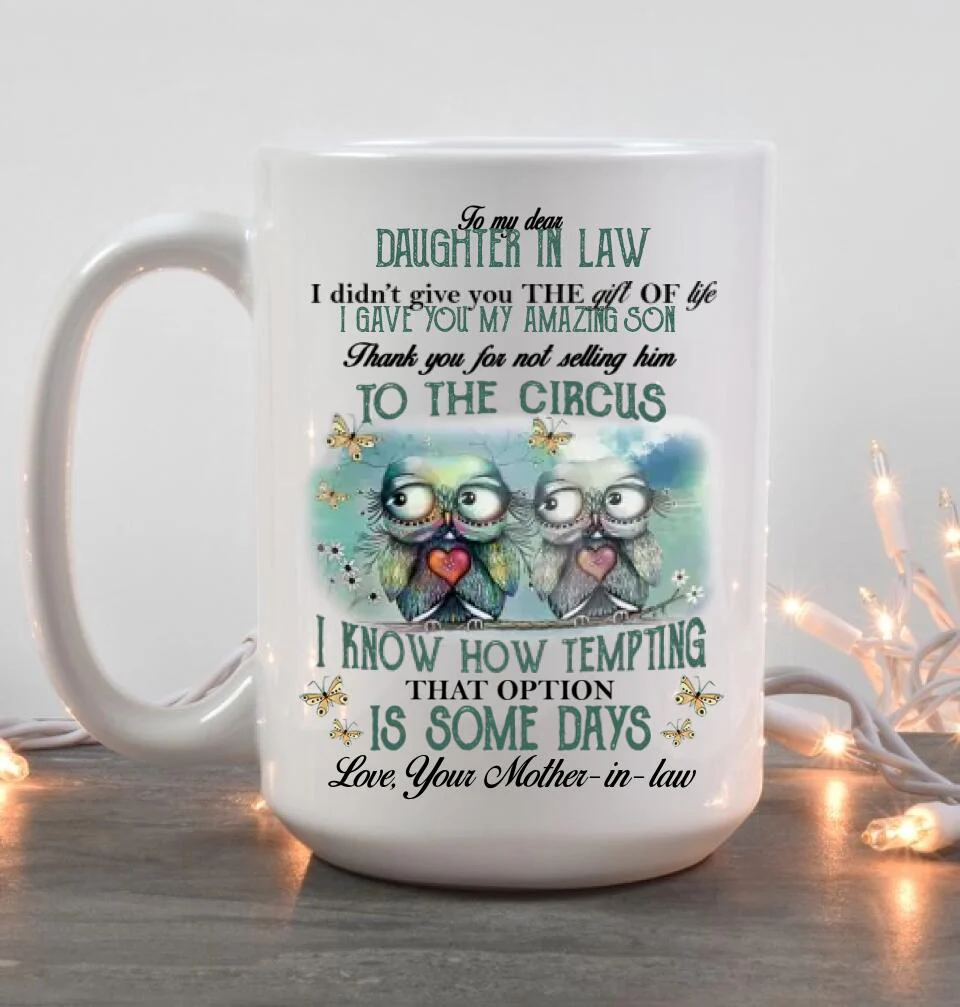 Owls To My Dear Daughter-in-law from Mother-in-law - Personalized White Mug - Image 9