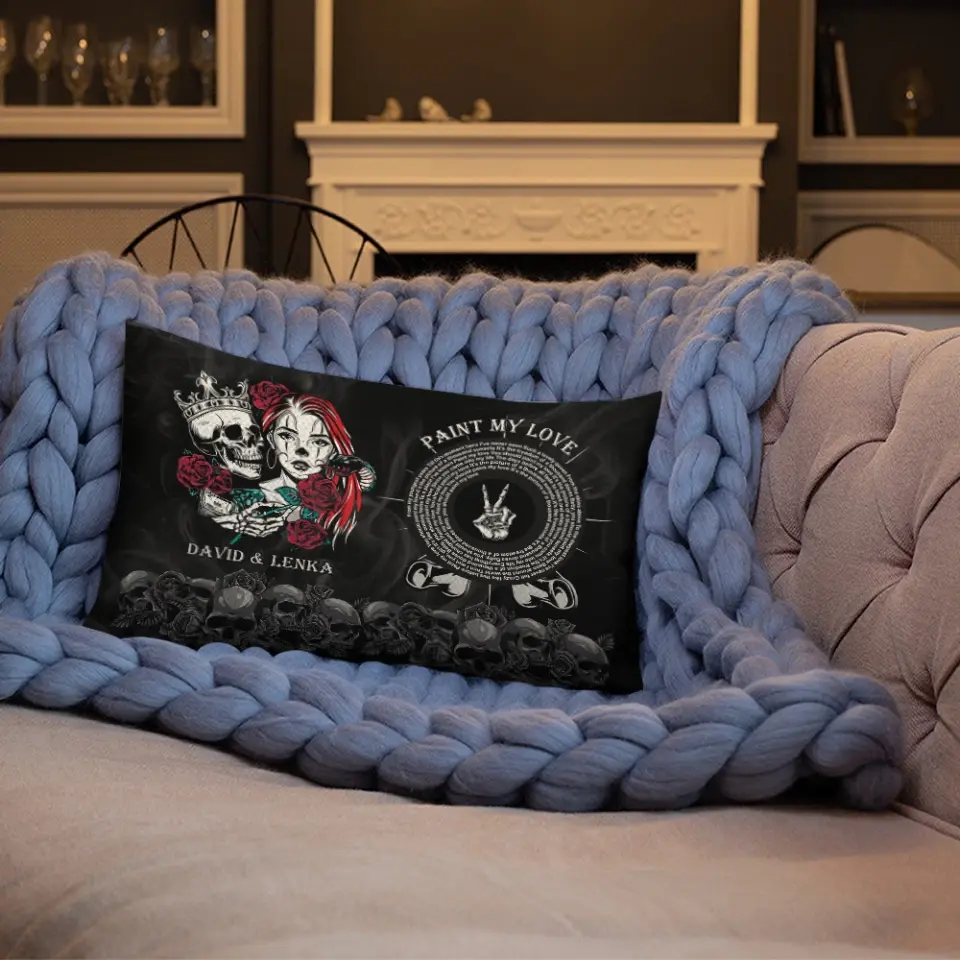 Paint My Love - Personalized Rectangular Pillow - Halloween Gift For Couples - Image 3
