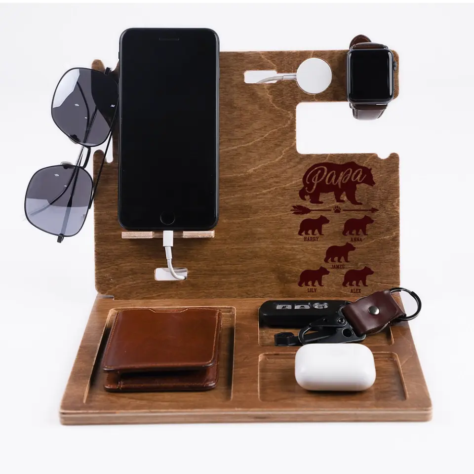 Papa Wood Phone Personalized Docking Station - Image 3