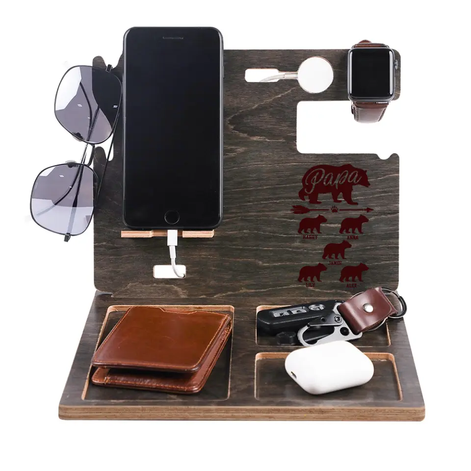Papa Wood Phone Personalized Docking Station - Image 4