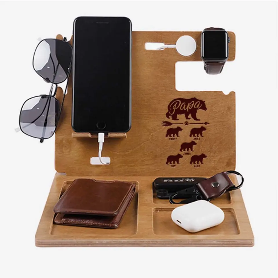Papa Wood Phone Personalized Docking Station - Image 5