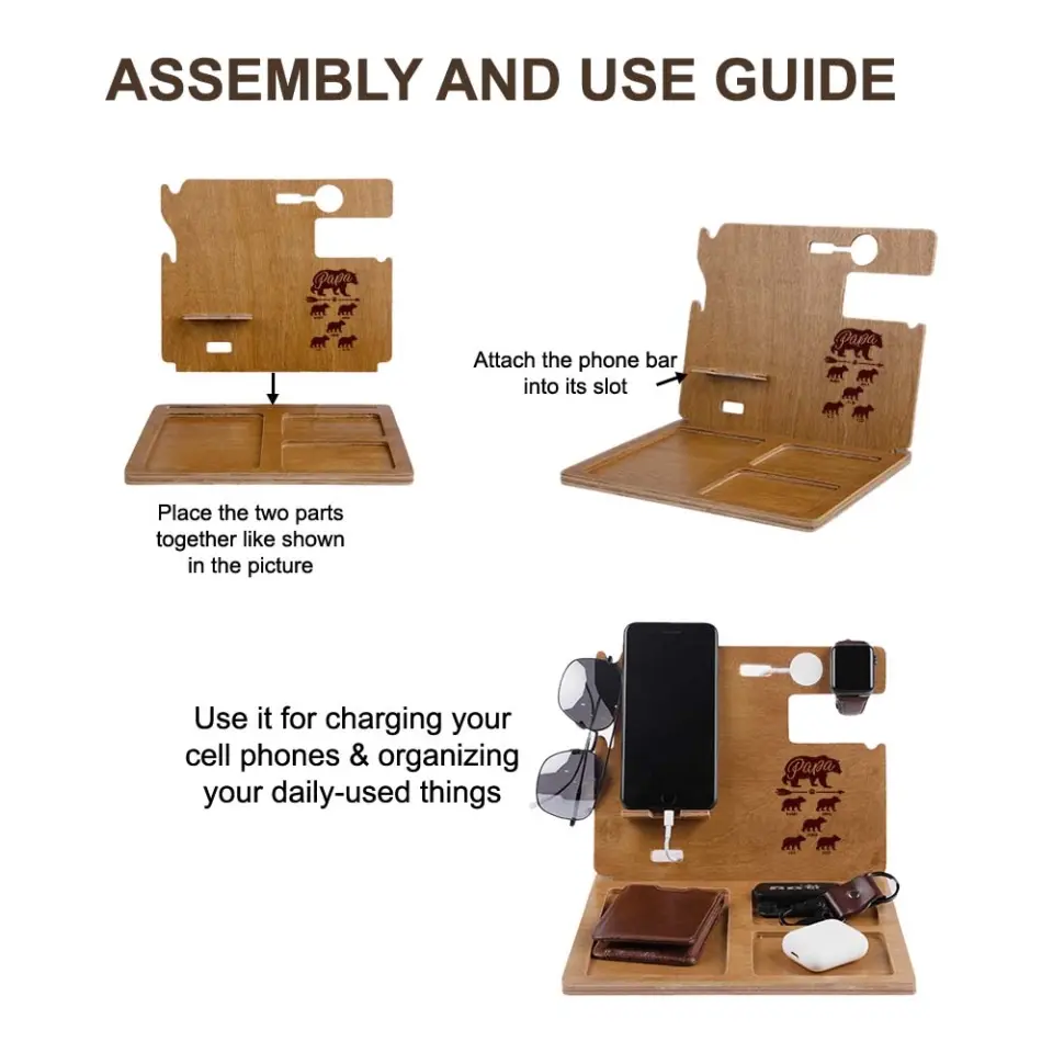 Papa Wood Phone Personalized Docking Station - Image 6