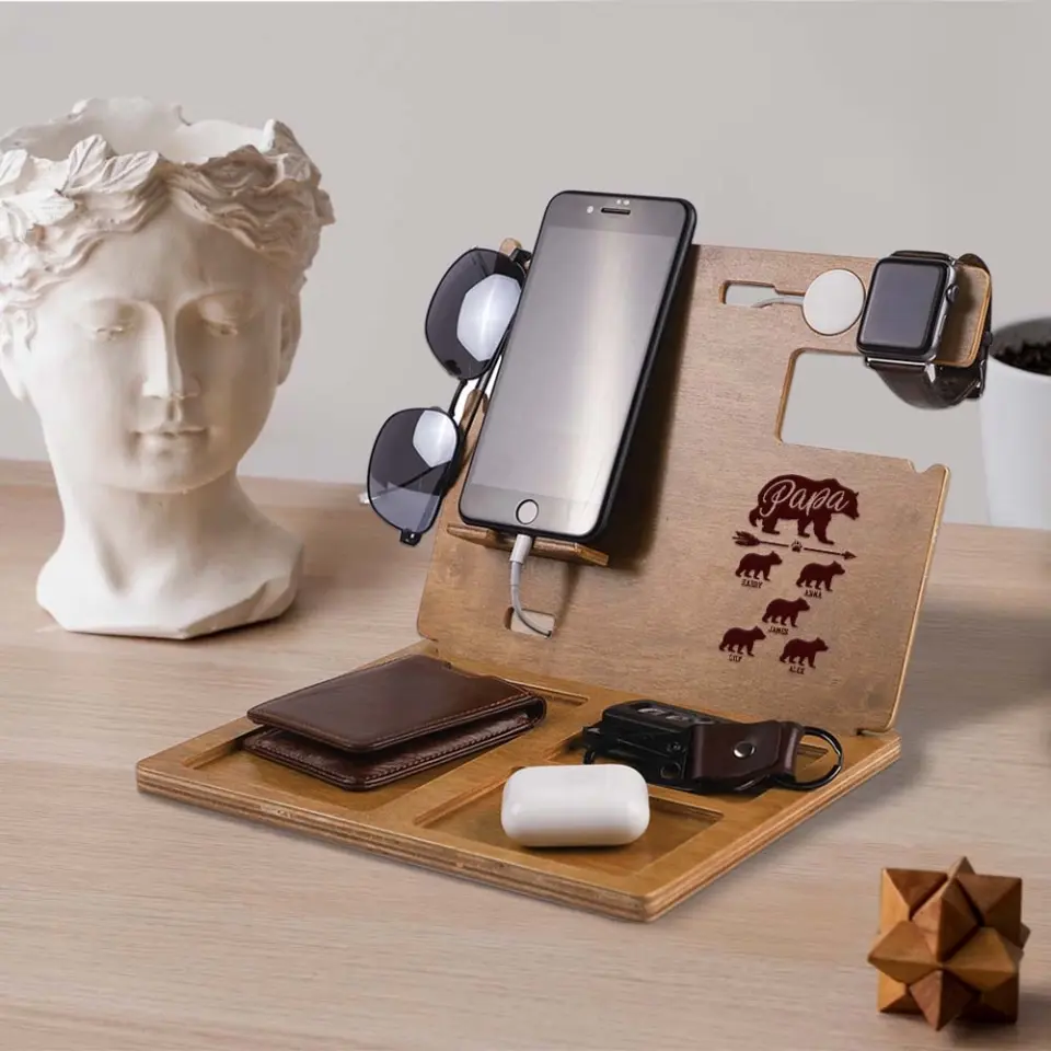 Papa Wood Phone Personalized Docking Station - Image 7