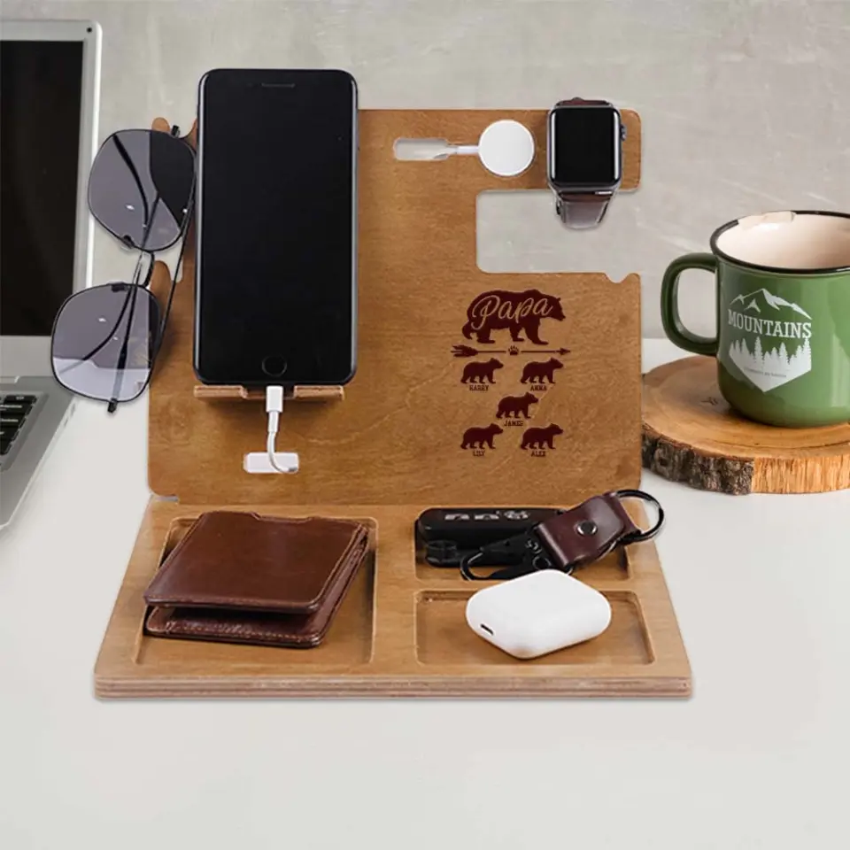 Papa Wood Phone Personalized Docking Station - Image 8