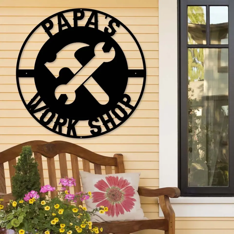 Papa's Workshop - for Engineer Dad - Personalized Cut Metal Sign - Retirement Gift for Dad - Image 5