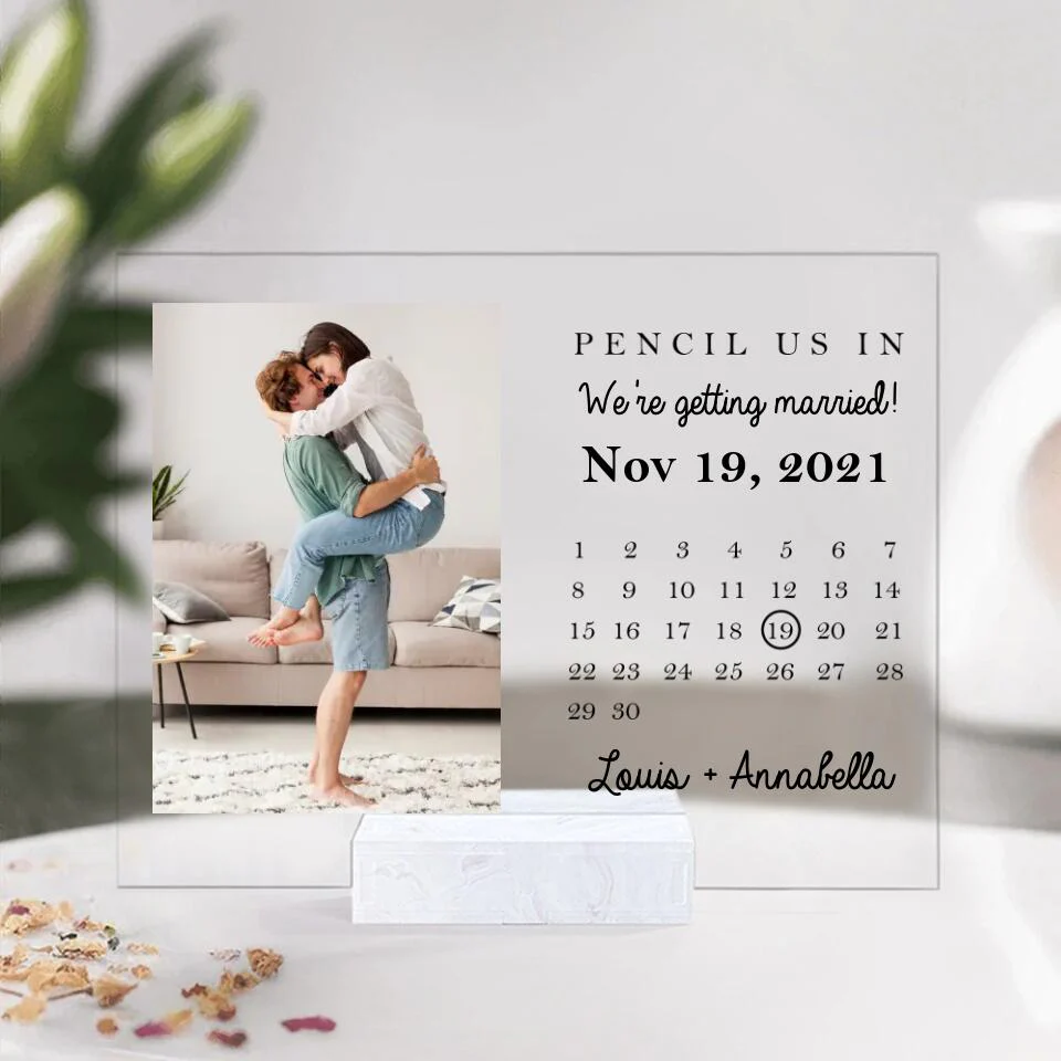 Pencil Us In We Getting Married Personalized Acrylic Plaque