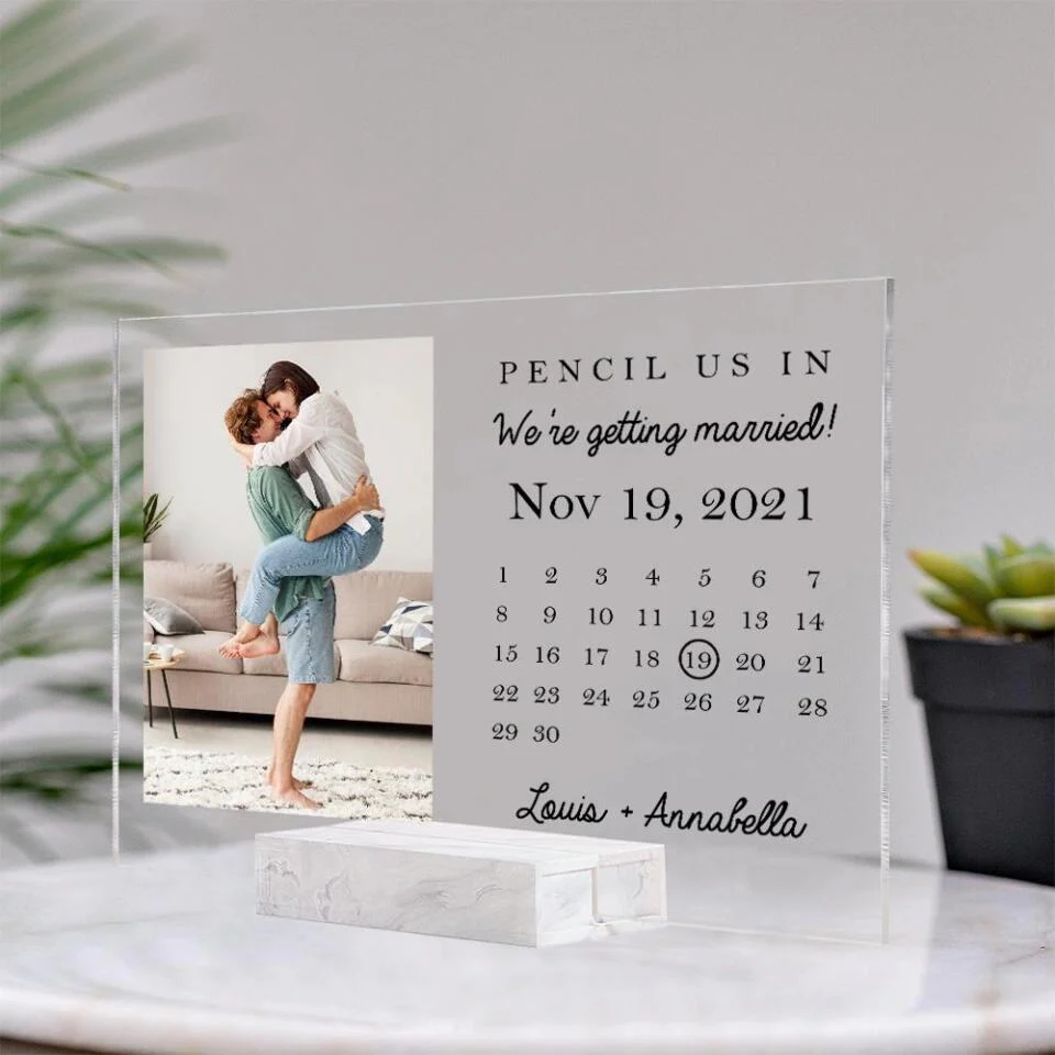 Pencil Us In We Getting Married Personalized Acrylic Plaque - Image 3