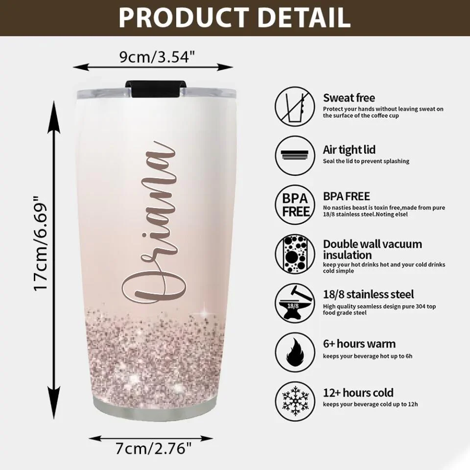 Personalized 13th Birthday for Girls - Custom Age & Name - 20oz Stainless Steel Tumbler - Best Birthday Gift for 13 Years Old Girl - For Daughter Niece - Girlfriend - 211ICNNPTU171 - Image 4