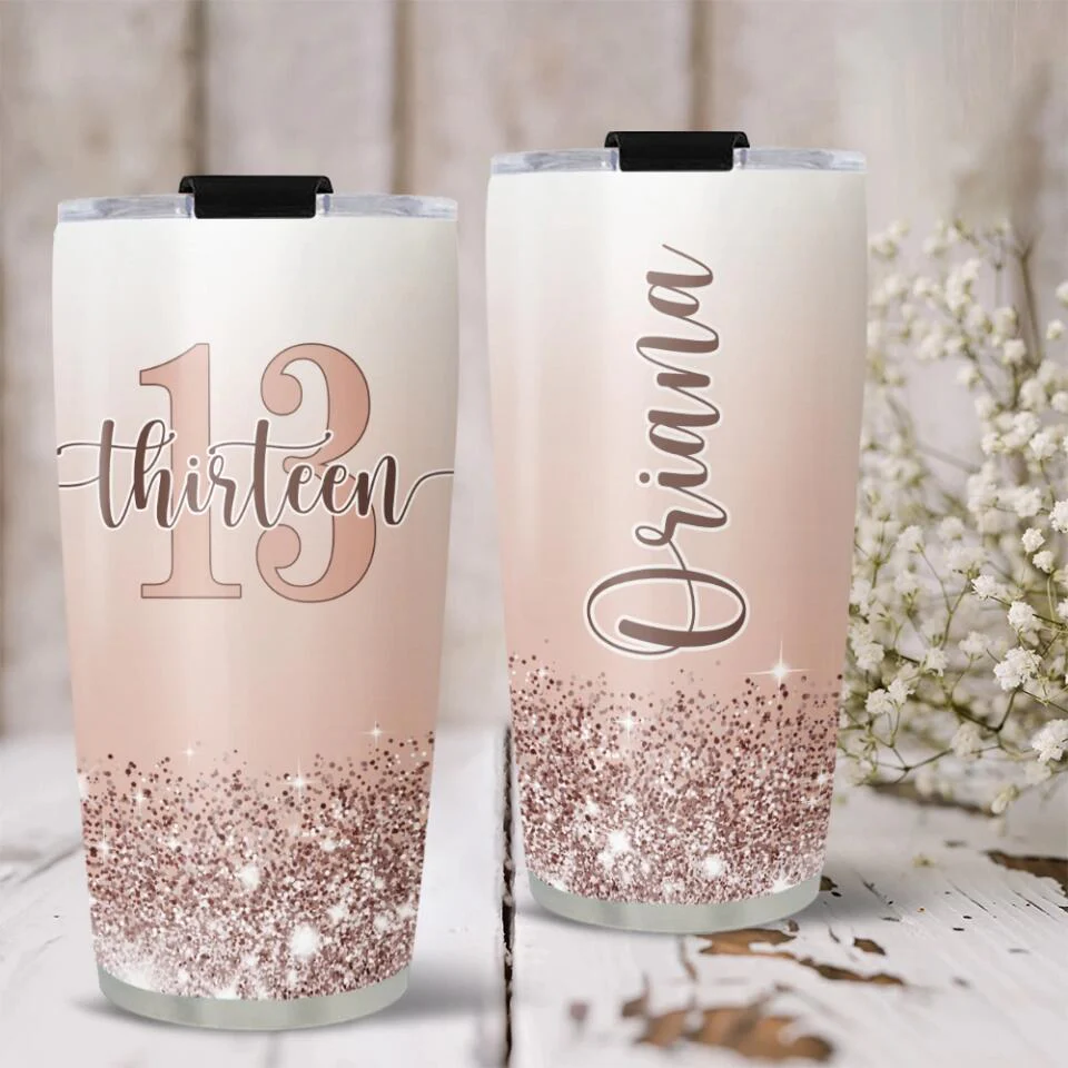 Personalized 13th Birthday for Girls - Custom Age & Name - 20oz Stainless Steel Tumbler - Best Birthday Gift for 13 Years Old Girl - For Daughter Niece - Girlfriend - 211ICNNPTU171 - Image 5