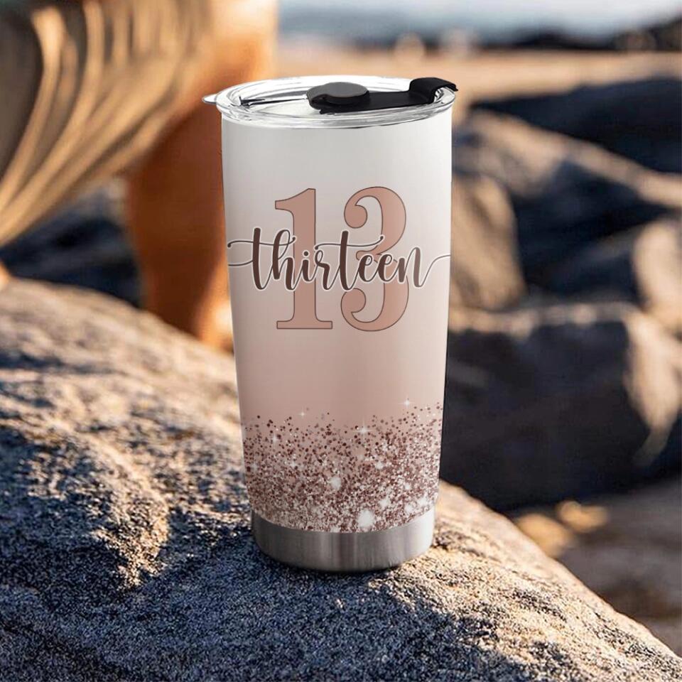 Personalized 13th Birthday for Girls - Custom Age & Name - 20oz Stainless Steel Tumbler - Best Birthday Gift for 13 Years Old Girl - For Daughter Niece - Girlfriend - 211ICNNPTU171 - Image 7