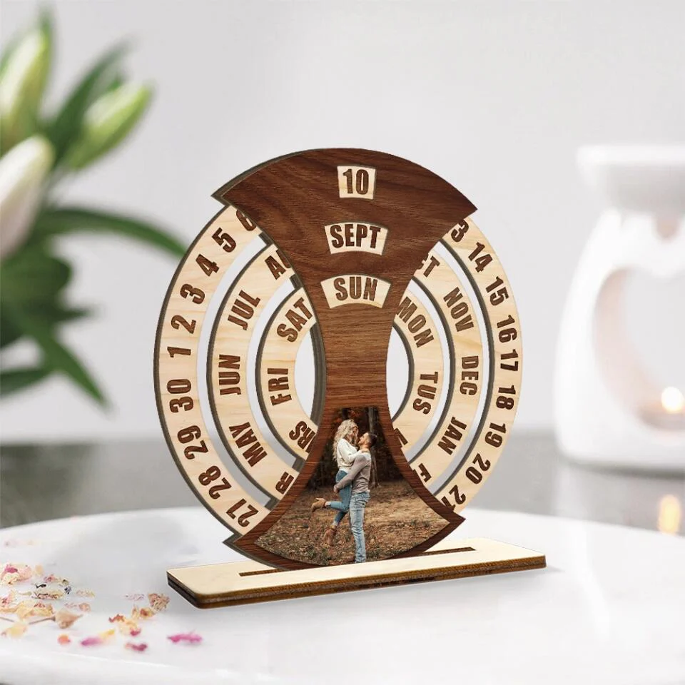 Personalized Anniversary/ Birthday Date, Photo Wooden Plaque For Couple/ For HIm/ For Her/ For Parents - Best Anniversary Birthday Gift - 211IHNLNWP867 - Image 2