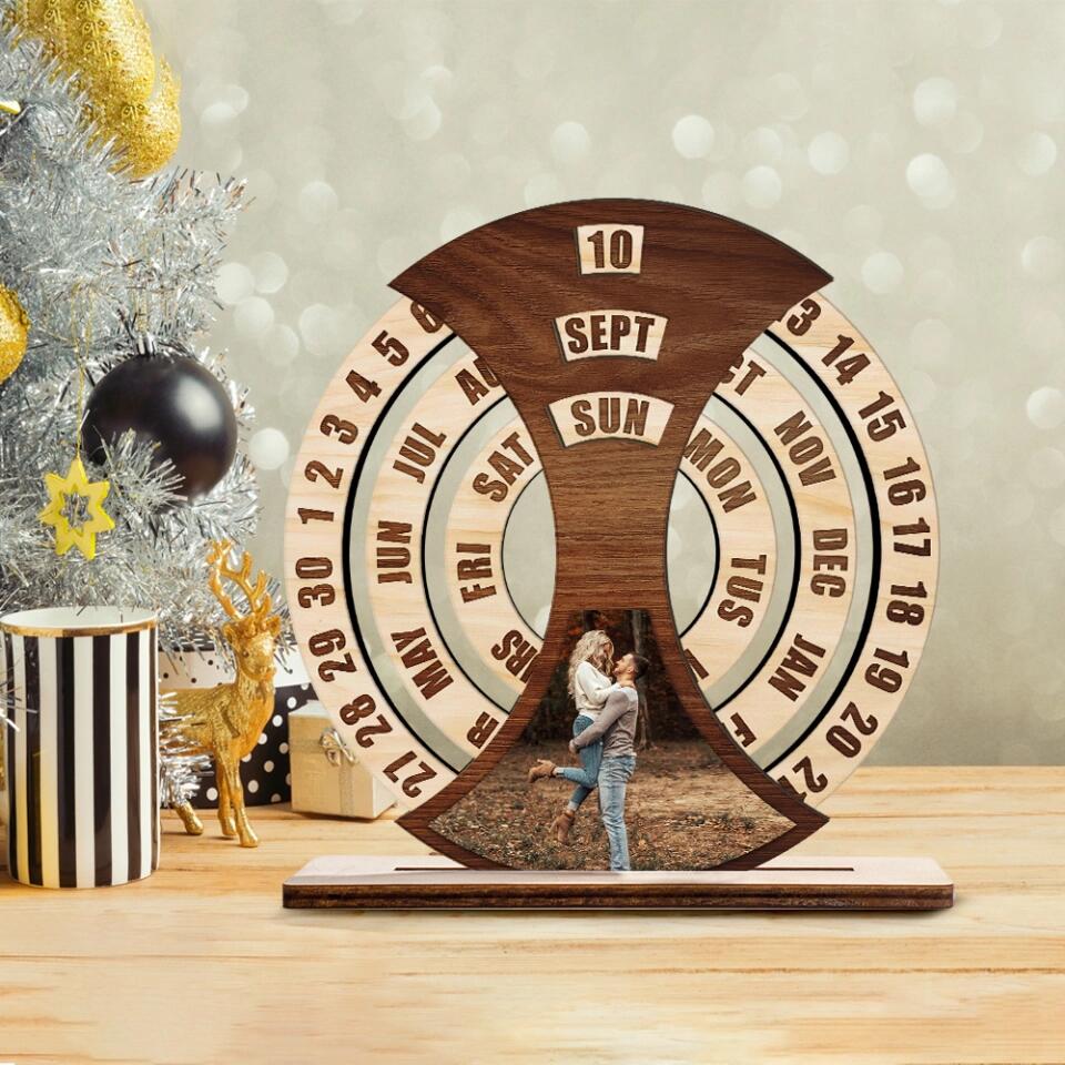 Personalized Anniversary/ Birthday Date, Photo Wooden Plaque For Couple/ For HIm/ For Her/ For Parents - Best Anniversary Birthday Gift - 211IHNLNWP867 - Image 3