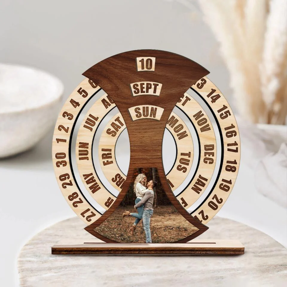 Personalized Anniversary/ Birthday Date, Photo Wooden Plaque For Couple/ For HIm/ For Her/ For Parents - Best Anniversary Birthday Gift - 211IHNLNWP867 - Image 5