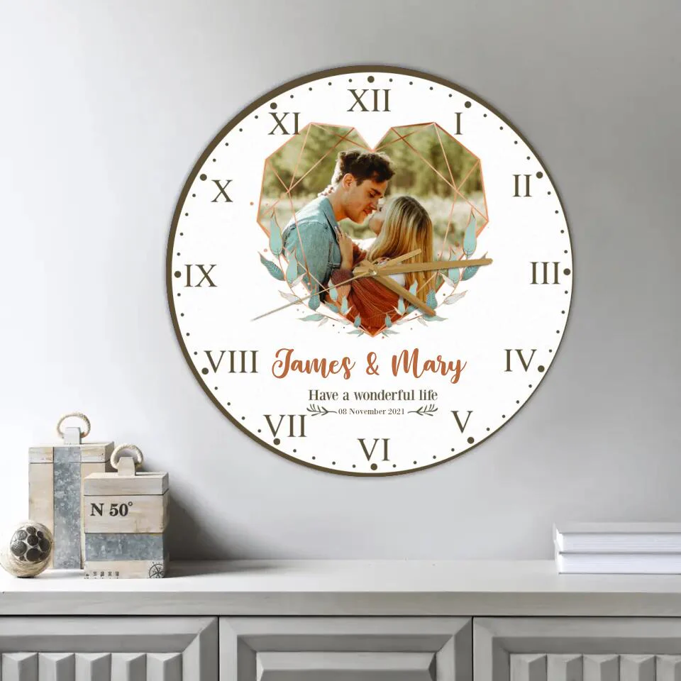 Personalized Anniversary Wall Clock - Best Gift for Her/ Wife - Meaningful Home Decor for Husband and Wife - 210IHNLNWC726 - Image 3
