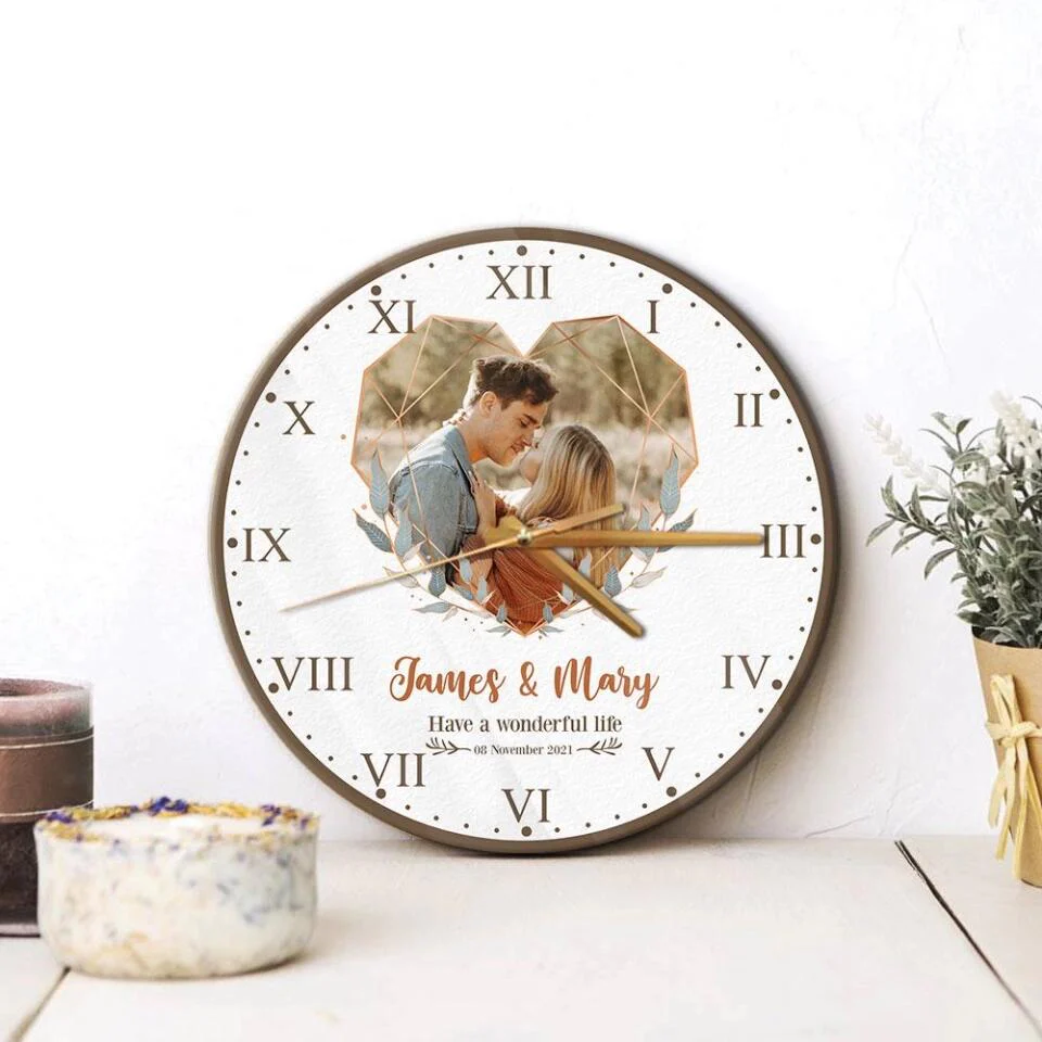 Personalized Anniversary Wall Clock - Best Gift for Her/ Wife - Meaningful Home Decor for Husband and Wife - 210IHNLNWC726 - Image 4