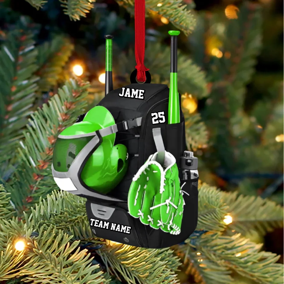Personalized Baseball/Softball Bag with Helmet & Gloves Christmas Ornament - Gift For Baseball & Softball Lovers - For Sport Fan - Image 2