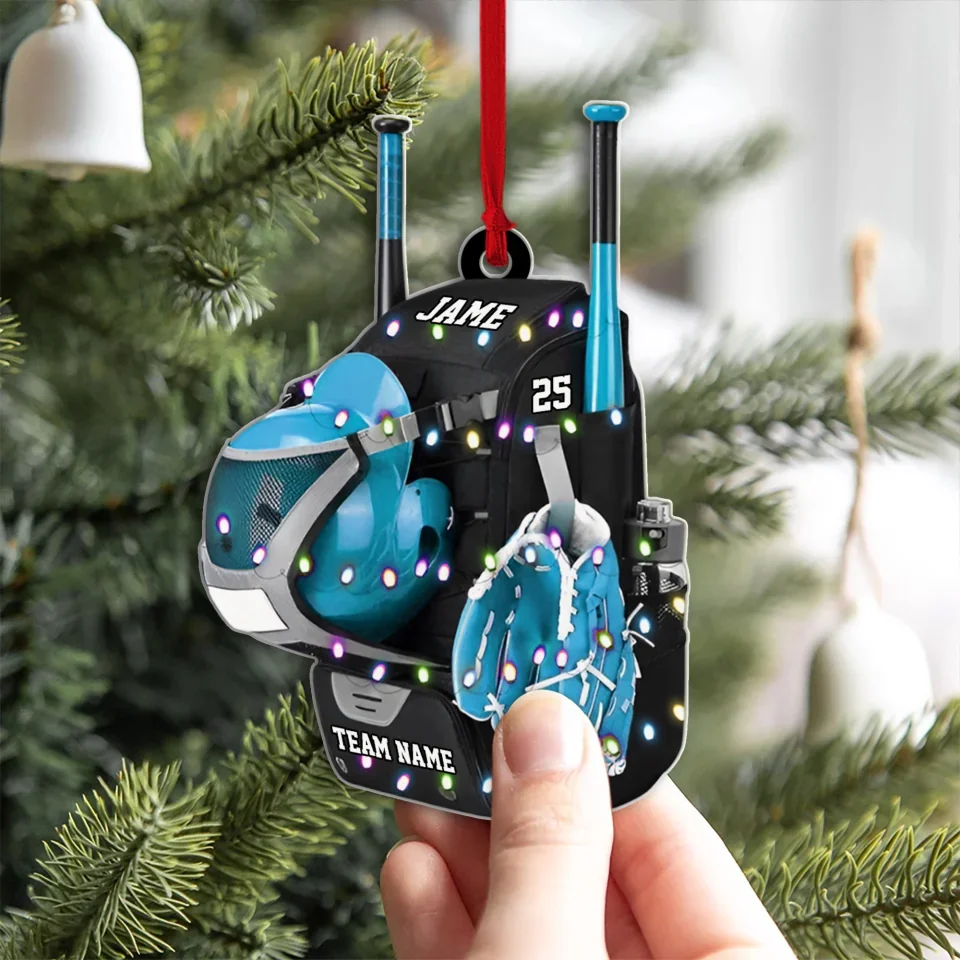 Personalized Baseball/Softball Bag with Helmet & Gloves Christmas Ornament - Gift For Baseball & Softball Lovers - For Sport Fan - Image 4