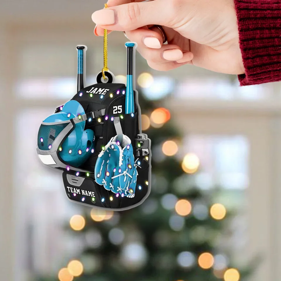 Personalized Baseball/Softball Bag with Helmet & Gloves Christmas Ornament - Gift For Baseball & Softball Lovers - For Sport Fan - Image 5