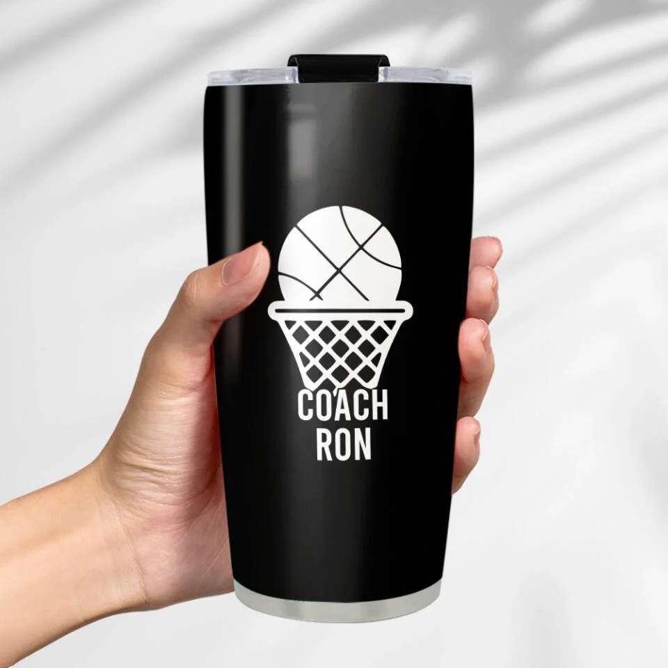 Personalized Basketball Coach Stainless Steel Tumbler - Appreciation Gift for Basketball Coach - Image 5